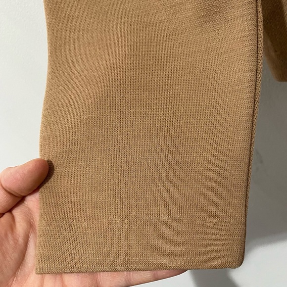 Vintage 70s Suede Knit Cardigan Sweater Patchwork Detail Camel Tan V-Neck M/L - Picture 12 of 15